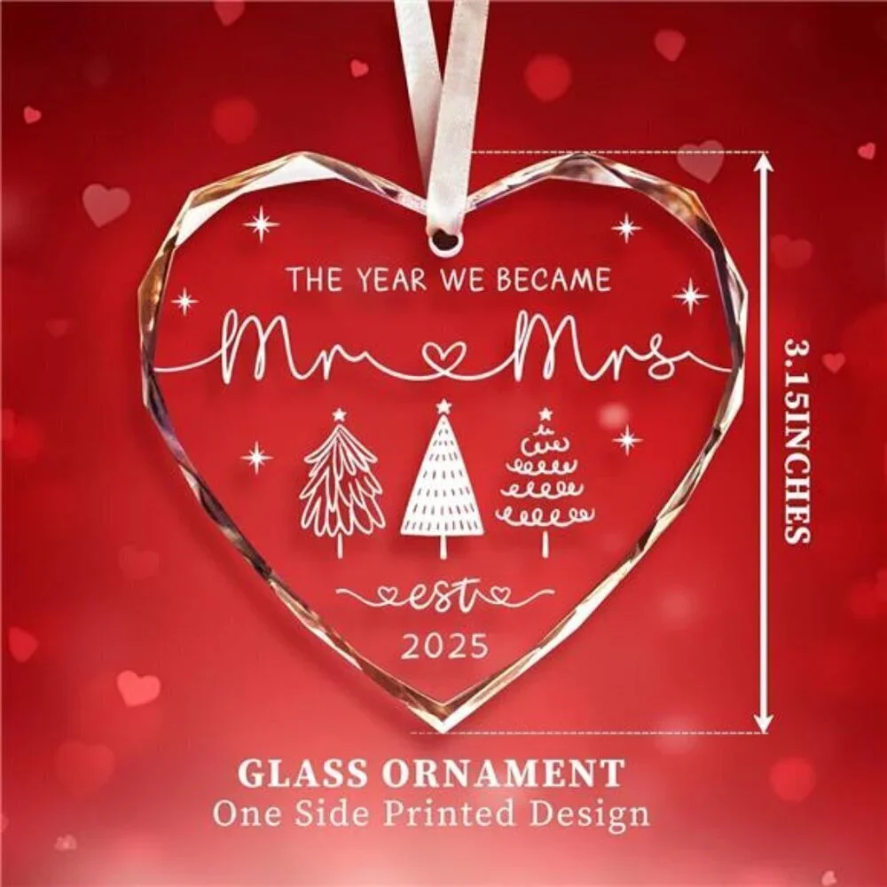 2025 Mr & Mrs Christmas Ornament – Heart-Shaped First Christmas Keepsake